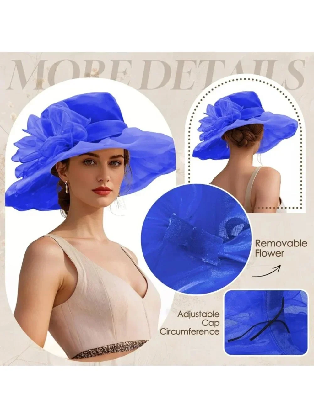 Elegant Vintage Organza Fascinator Derby Hat for Women - Tea Party & Wedding